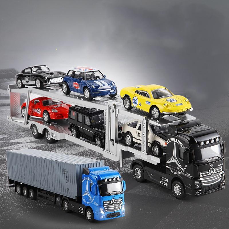 1/50 Alloy Diecast Metal Model Toy Container Truck Pull Back with Sound Light High Simitation Collectibles Kids Cars Toys Gifts