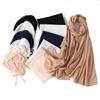 2 Piece Set High Quality Pearl Chiffon Scarf With Spandex Inner Cap Hijab Solid Color Woman Chiffon Headscarf Matching Undercap