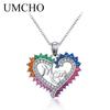 Серебро 925 пробы, красочные мамины сердца Nceklace, подвески из настоящего стерлингового серебра, ожерелья для женщин, подарок на день матери с цепочкой