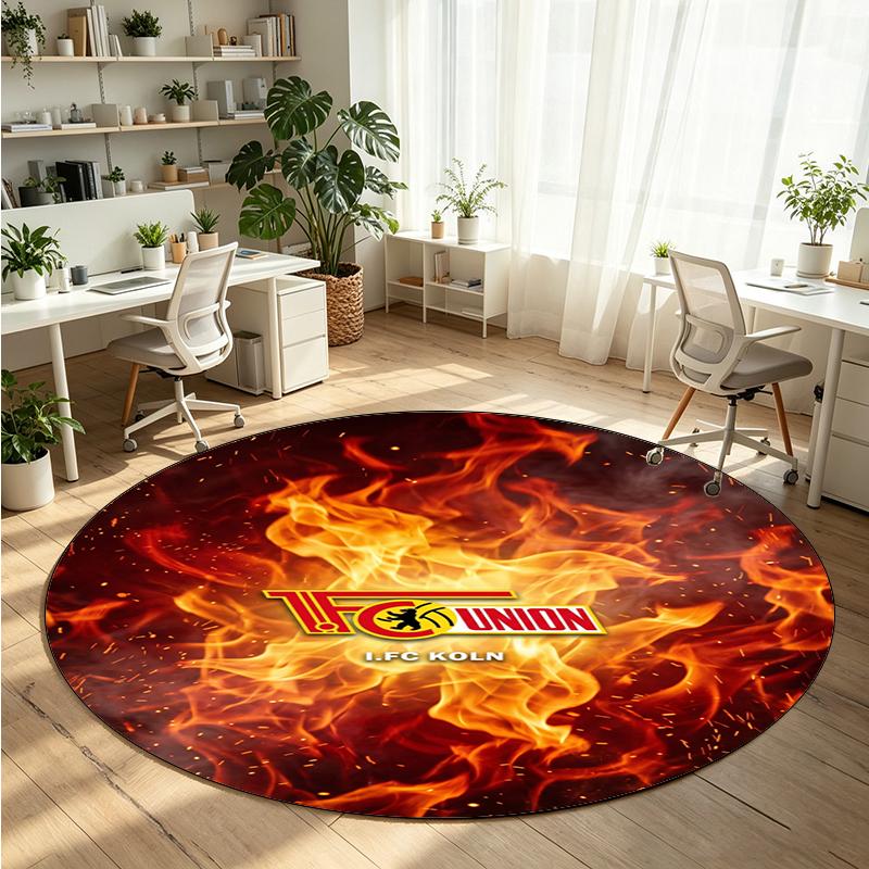Union Berlin FC Printed Round Crystal Velvet Rug Soft Non Slip Floor Carpet For Bedroom Holiday Gift