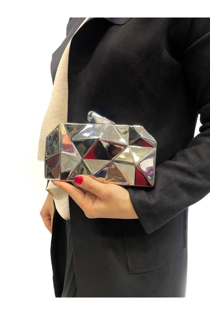 Женская стильная и полезная сумка для вечернего платья, металлическая Золотая пирамидка, женская вечерняя сумка