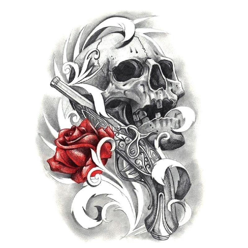 Наклейка на татуировку на руку с цветком, крылья ангела, череп, ветер, набор для переноса на воду, водонепроницаемая наклейка на татуировку