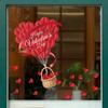 Valentine's Day Window Clings Decoration Red Pink Heart Stickers Reusable Static Decals for Home