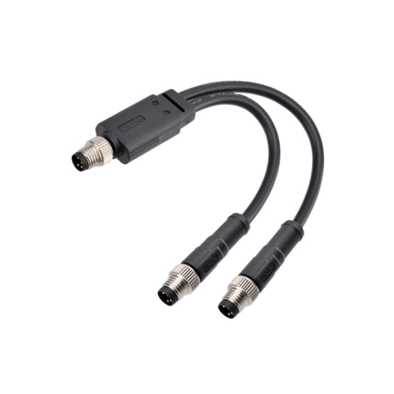 Waterproof Y type Split-line M8 Connector Male Female Plug With 1M Wire Cable Thread Docking for Camera Monitor Medical Ebike