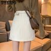 WTEMPO Women Solid Mini Skirts with Belt Summer High Waist Slim A-line Skirts Girl's All-match Casual Short Skirts Streetwear