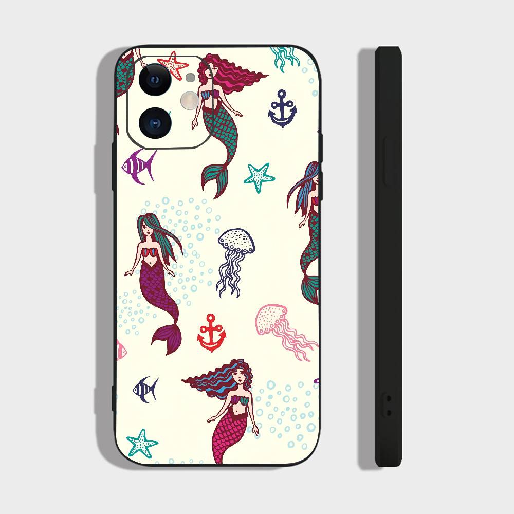 Синий Океан Для IPhone 13,17,11,12,16,14,15,Plus,Pro Max Мягкий Силиконовый Черный Чехол для Телефона