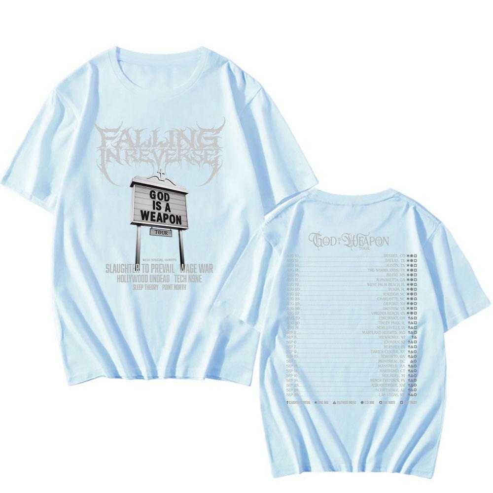Тур God Is A Weapon 2025 НОВАЯ футболка Группа Falling In Reverse Графические футболки Хлопок Короткий рукав Мужская футболка Унисекс Уличная одежда