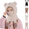 Children's Plush Warm Ear  Pullover Hat With Plush Mask And Neck