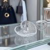 Modern Ring Storage for Vanity Glass Holder, Water Ripple Elegant Jewelry Dish, Clear Decorative Tray Trinket Bedside Table And Bathroom Countertop