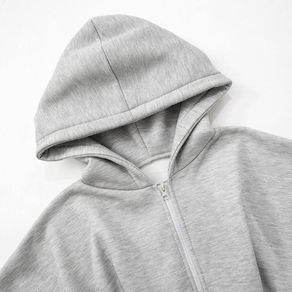 Solid Color Hoodies Women V Shape Long Sleeve Hooded Coat Soft Streetwear Cardigan  Spring