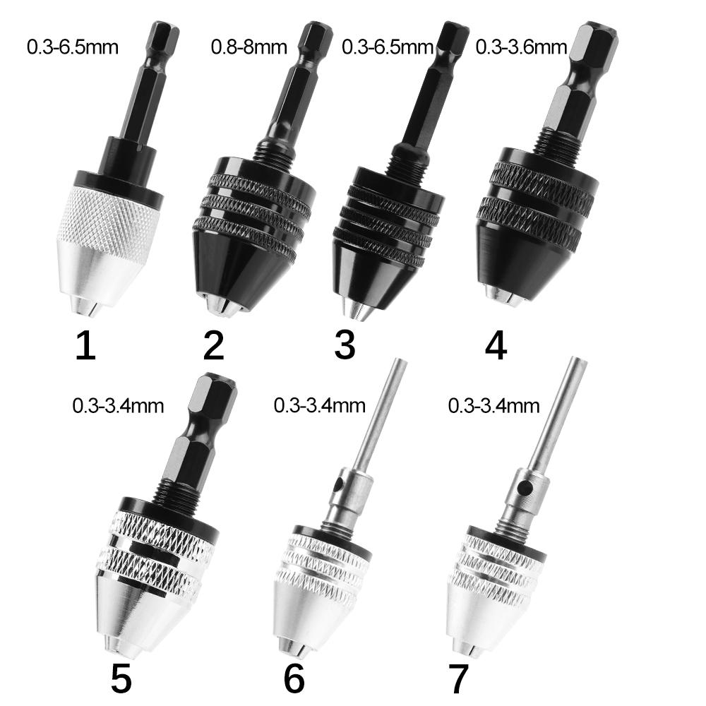 Shaft Quick Change Impact Drills Bits 1/4" Hex Shank Keyless Drill Chuck 0.3mm-8mm Round Shank