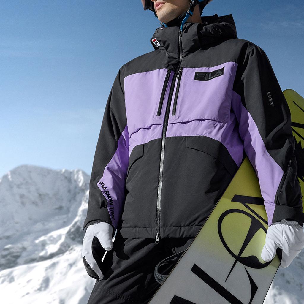 Fila Color Block High-Tech Hooded Ski Jacket Men Outerwear Deep-Black A11M346911F-BK