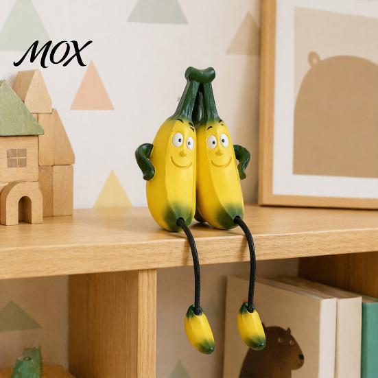 Decorative Fruit for Kitchen Resin Shelf Sitter Figurines with Flexible Dangling Legs, Whimsical Hanging Edge Statues, Sculptures Cute Character