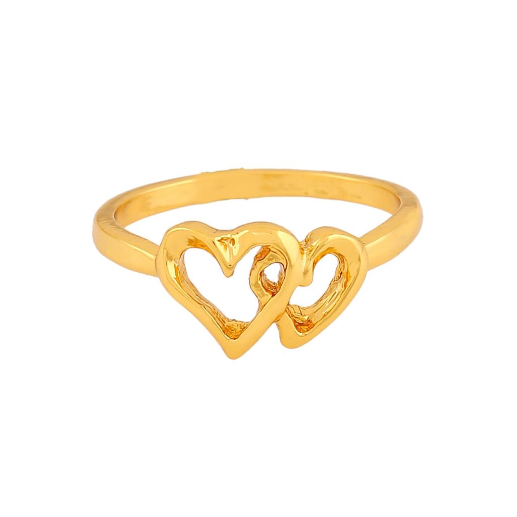 Women's Gold Plated Heart Shape Finger Ring with Intertwined Links Estele