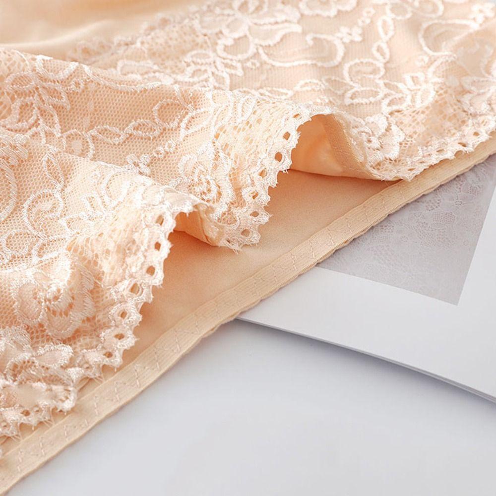 4Pcs Large Size Lace Flower Briefs Mid Waist Underwear for Women Seamless Panties Ladies