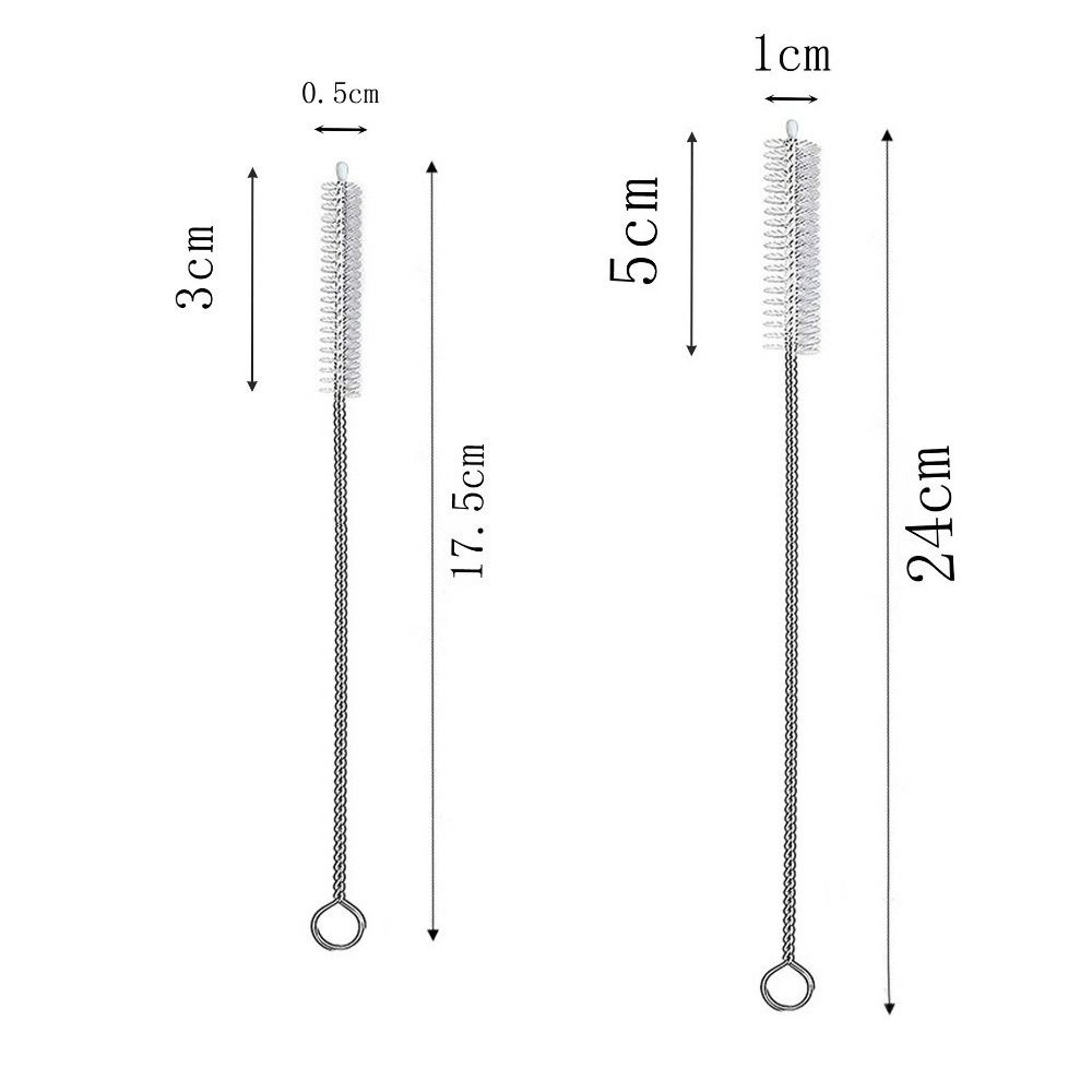 5pcs Soft Hair Tube Cleaner Brush Stainless Steel Handle Bottle Cleaning Brush For Straw Bottles