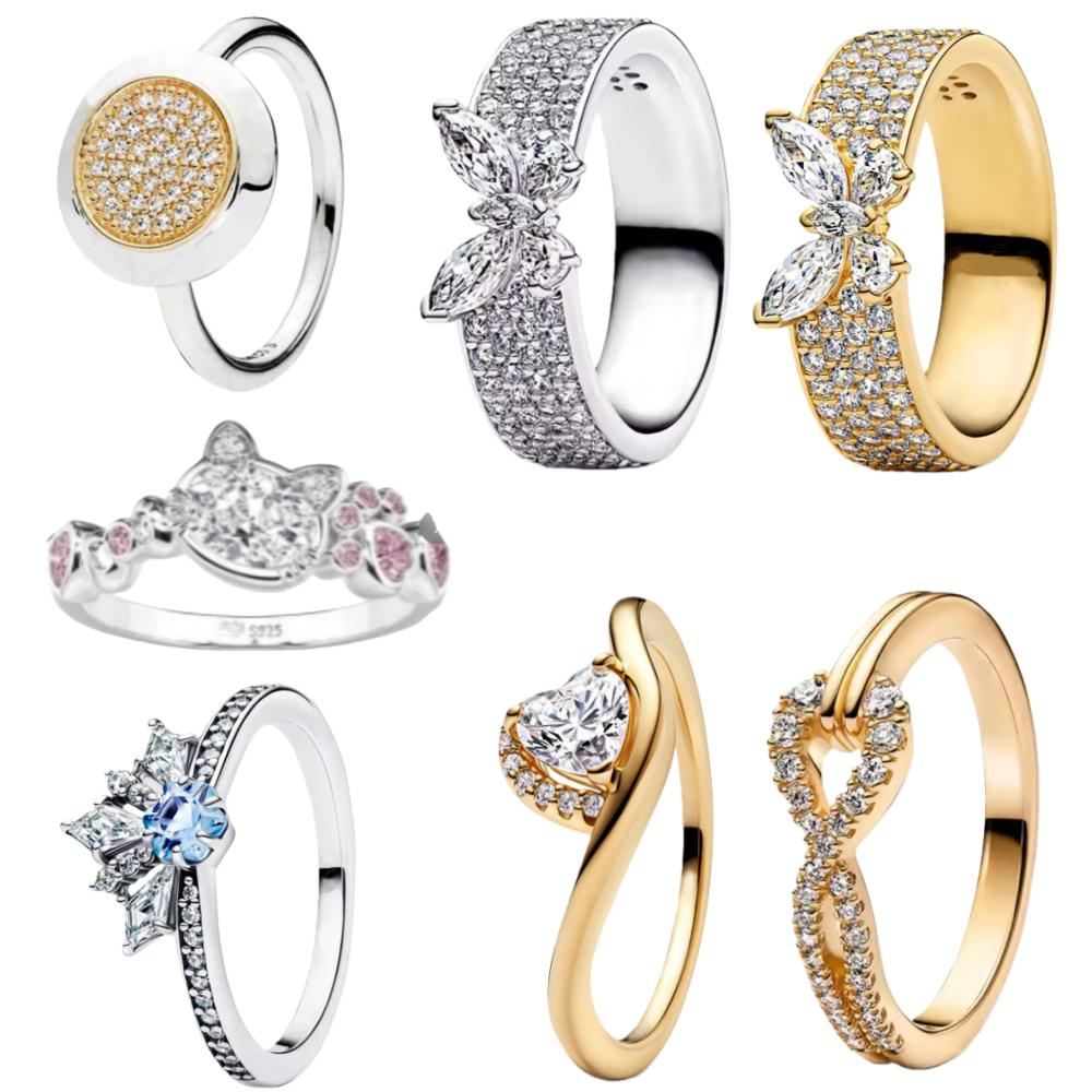 New 925 Silver Butterfly Cat Shaped Ring Size 6 7 8 9 European Women Fashion Luxury Jewelry Gift