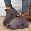 Plus-size Shoes with Fleece Round Toe Boots, Women's Thick-soled Elastic Band Fleece Cotton Shoes