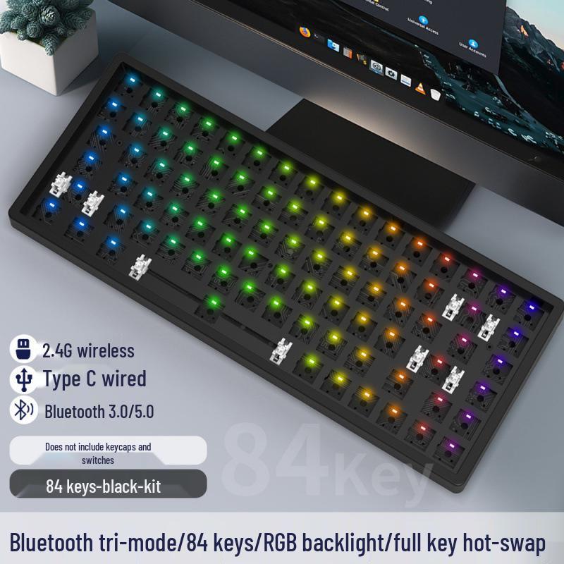 Беспроводной Bluetooth механический набор клавиатуры RGB, с возможностью настройки и тремя режимами подключения, разных размеров