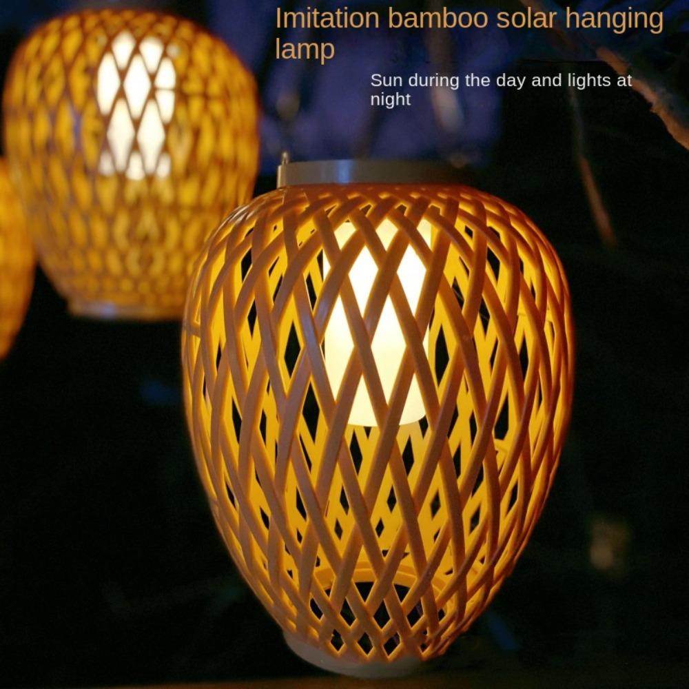 Solar Bamboo Weaving Lantern 600 mAh Waterproof Chinese Lantern Lights Warm Light LED Garden Decorative Light