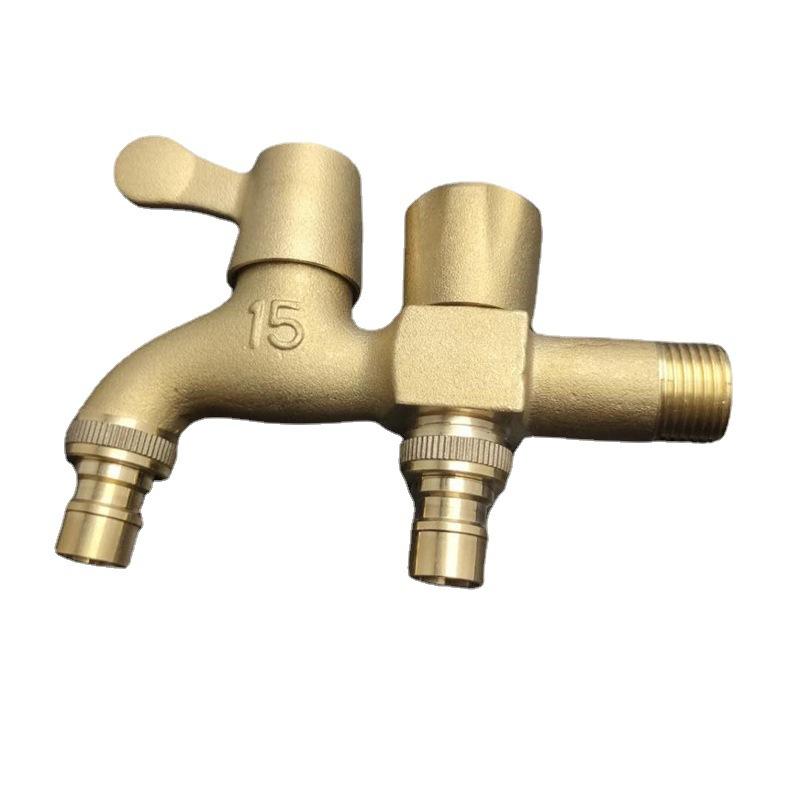 1 шт., чистый медный кран для стиральной машины, быстро открывающийся двойной выход воды, двойной кран для швабры, настенное крепление, резьба G1/2'