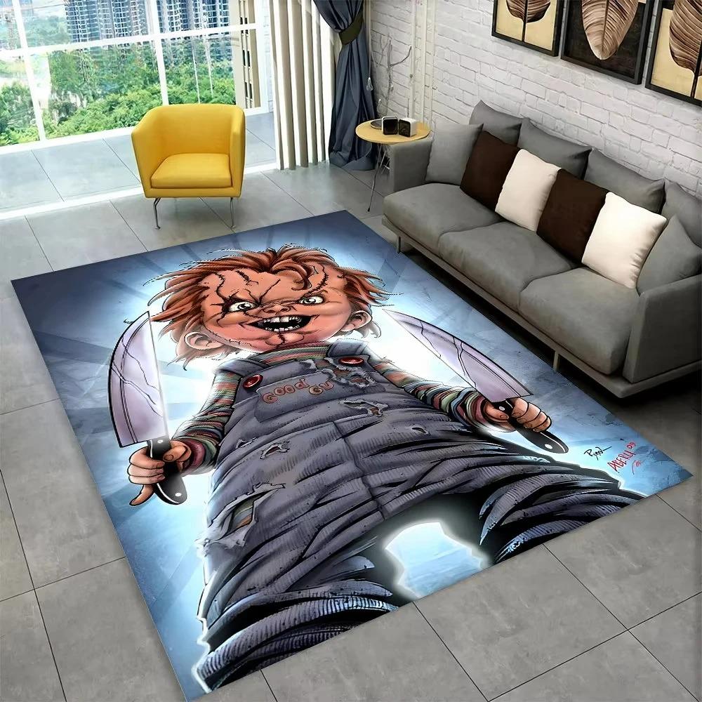 Ковер с принтом Чаки из фильма ужасов, жуткий коврик на Хэллоуин для гостиной, спальни, игровой комнаты, декора для мужской пещеры, подарок для фаната, напольный коврик