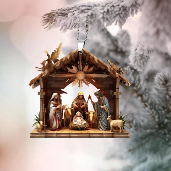 Рождественский кулон, украшение, Иисус, семейная молитва, сцена, кулон, яркий цветной религиозный символ, Рождественский кулон для дома, автомобиля