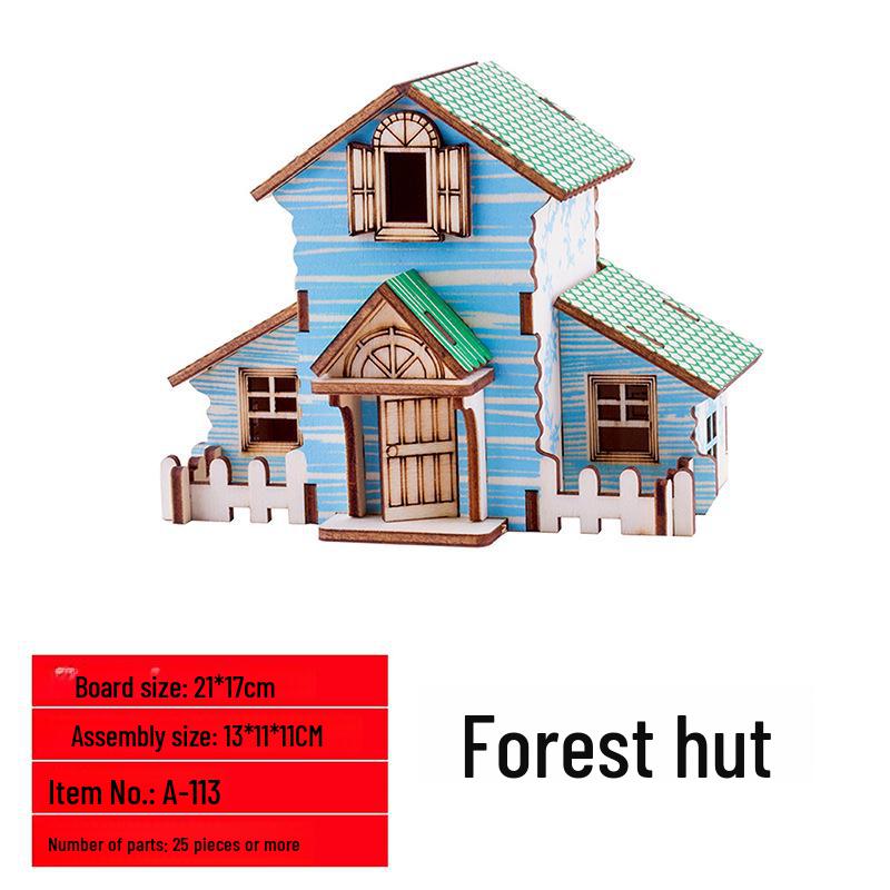 3D деревянная модель дома-головоломки: Развивающая игрушка для раннего обучения детей