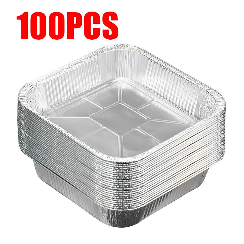 10-100 шт. Кухонные принадлежности Алюминиевая форма для аэрофритюрницы Квадратная Маслостойкая Поддон для сбора капель для барбекю Неприлипающие Контейнеры для еды для приготовления на пару