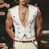 Men V Neck Sleeveless Frills Buttons Irregular Casual Tank Tops Waistcoat