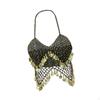 Belly Dance Outfits with Sequins, Crop Top, Halter Bra Top for Club And Festival Performances