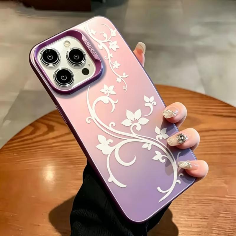 Минималистичный Элегантный Чехол для Телефона с Цветочной Лозой для iPhone 17 11 12 13 Pro Max 15 16 17 Plus 16E 17 Air X XR Ударопрочная Задняя Крышка