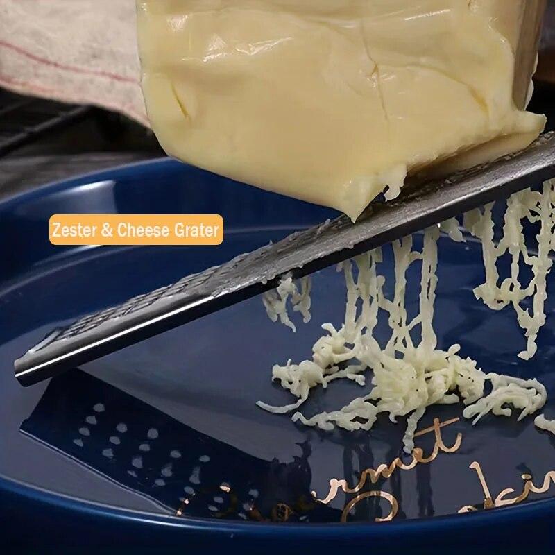 12 Inch Lemon Zester Stainless Steel Cheese Grater Slicer Rectangle Chocolate Lemon Zester with Non-Slip Handle Kitchen Gadgets