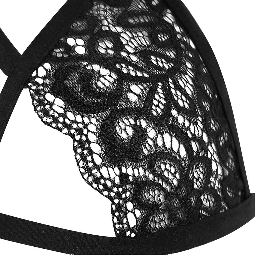 Женское сексуальное кружевное нижнее белье, бандажный эластичный бюстгальтер на бретельках, корсет с лямкой на шее, пуш-ап, укороченный топ, бюстгальтеры черного цвета