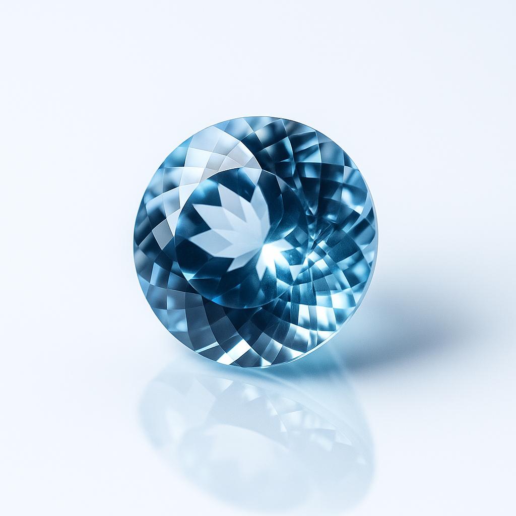 7 Ct Natural Blue Aquamarine Round Cut Brazilian Loose Gemstone
