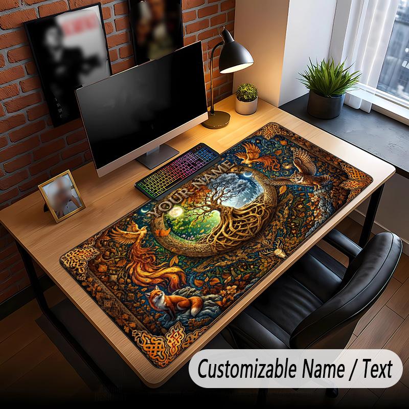 Tree of Life Theme Custom Mouse Pad Personalized With Name Text Customized Desk Mat For Office Home Decor
