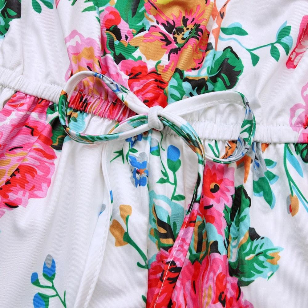 Kids Girl Floral Printed String Sleeveless One-piece Summer Jumpsuit Party Dress