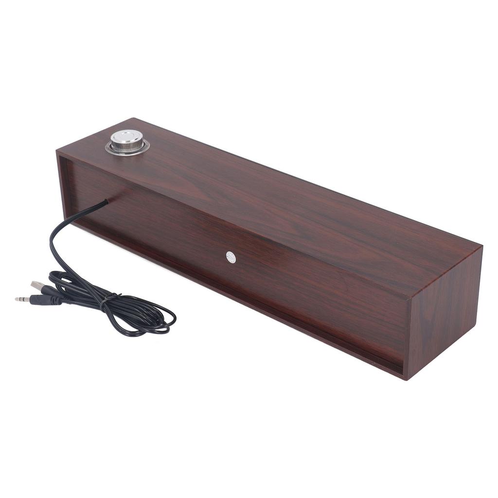 Wooden Computer Speakers Desktop Soundbar HiFi Stereo Sound AUX in Wired USB Powered Soundbar for PC Laptop Tablets