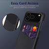 Чехол для iPhone 17 Pro Max из ПУ кожи с тканевой текстурой, жесткая ПК накладка для телефона с держателем для карт