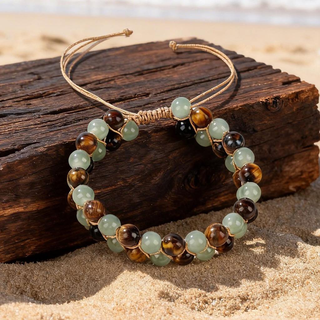 Personalized fashion, bracelets, anklets, woven round beads, European and American bracelets, adjustable tiger eye bracelets, beads.