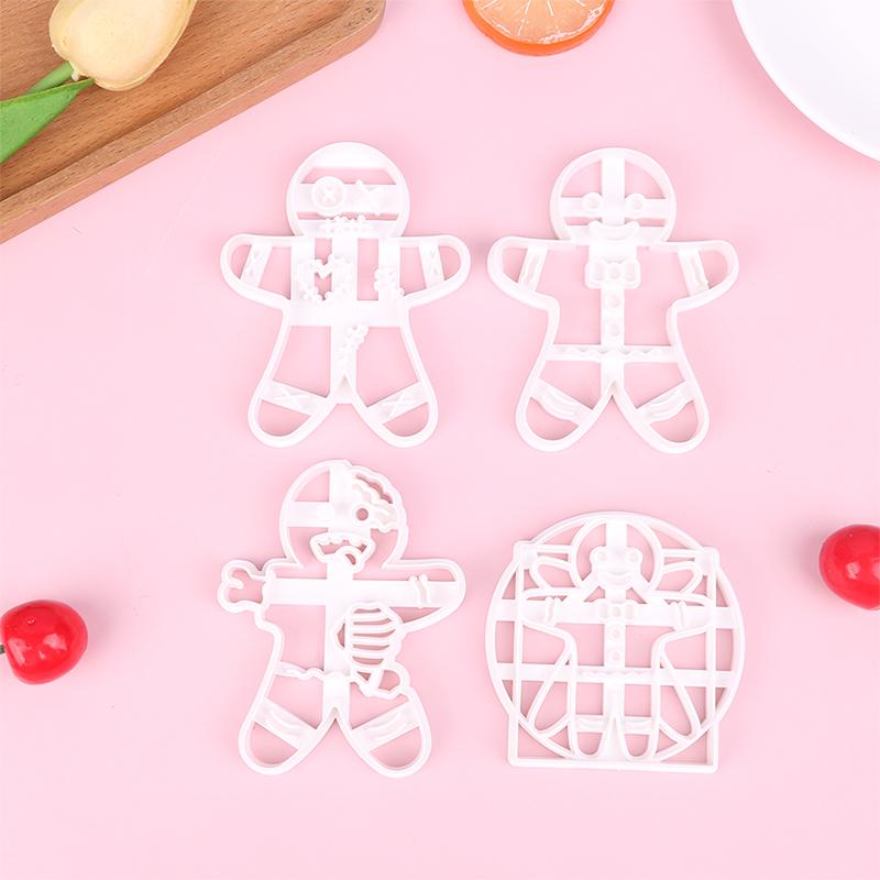 1 шт. Рождественские формочки для печенья в виде пряничного человечка, пластиковые мультяшные, с пресс-формой для печенья, шоколада, инструменты для украшения торта