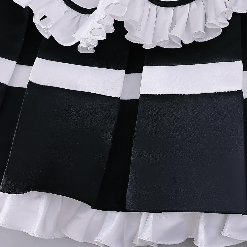 Черный костюм для косплея для девочек с повязкой на голову, платье горничной в стиле Лолиты, винтажные наряды, платье в стиле аниме для девочек на Хэллоуин, платье с длинными рукавами