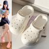 Simple Thick-soled Hole Shoes Women's Summer Wear Soft-soled Non-slip New Beach Bag Head Semi-cool Slippers Women