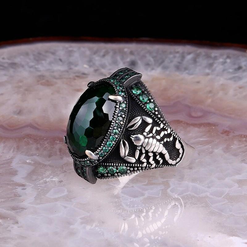 Винтажное кольцо ручной работы с турецкой печаткой и орлом для мужчин и женщин, серебряный цвет, резной металл, черный циркон, инкрустация, панк-байкерское кольцо