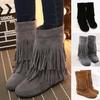 Fringed Boots Women Fashion Increased Flat Bottom Wedges Short Boots Suede Boots
