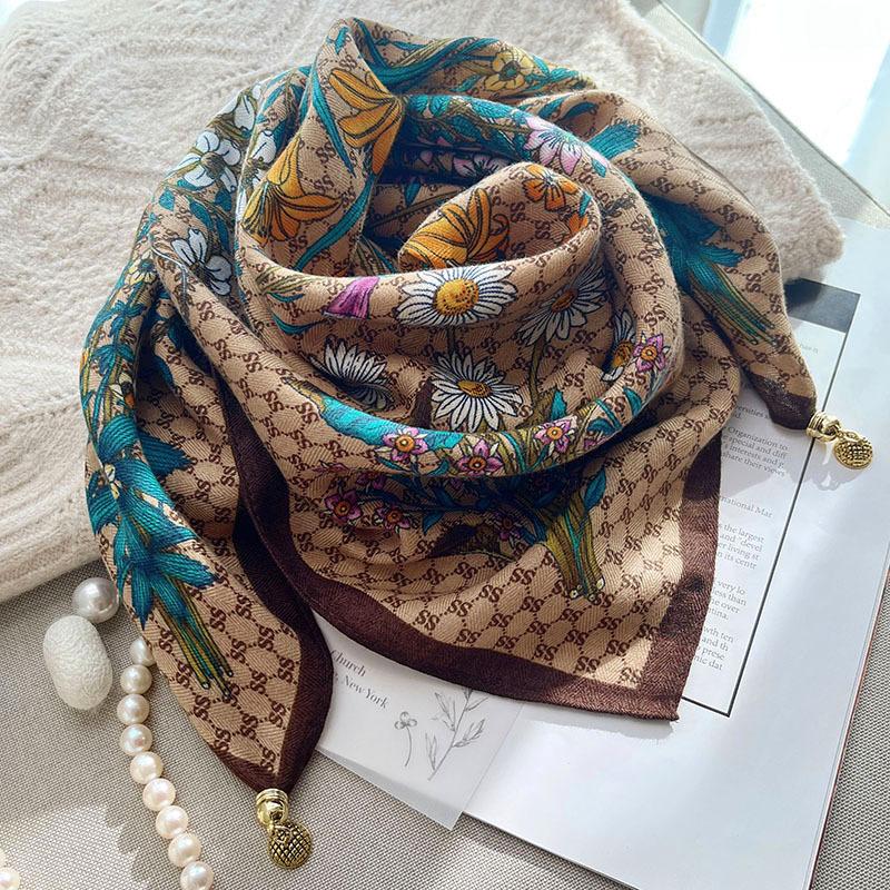 Unisex Cotton Linen Square Scarf - Soft, Breathable, Windproof, and Decorative Jacquard Woven Fashion