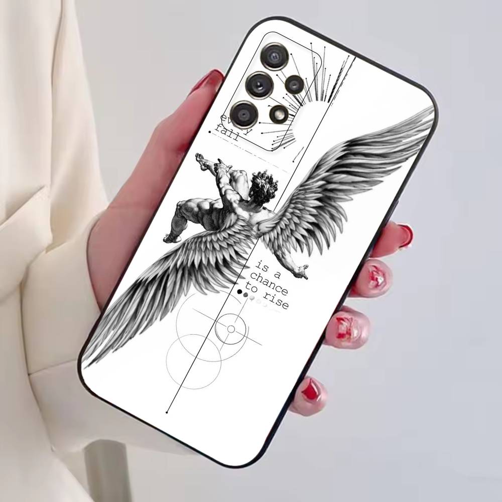 Ретро Чехол для телефона Ангел Средневековье Для Samsung S25,S24,S21,S22,S23,S30,Ultra,S20,Plus,Fe,Lite,Note,10,Черная Крышка