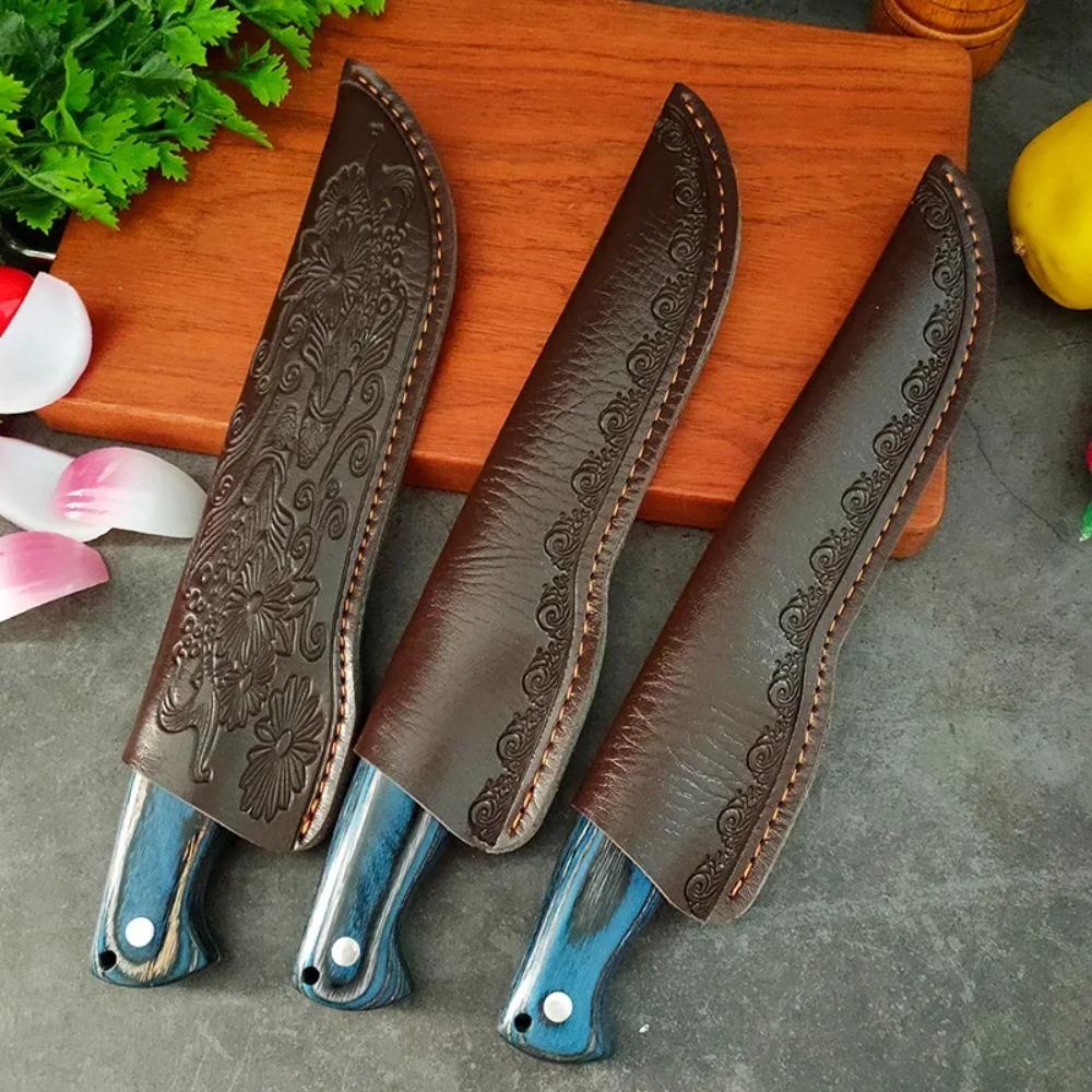 С чехлом Кухонные ножи Нож для рубки мяса Овощи Нарезка Фрукты Нож шеф-повара Деревянная рукоять Ручная ковка Лезвие Нож мясника Нож для обвалки