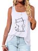 Женская модная майка с принтом кошки, летняя повседневная футболка без рукавов с круглым вырезом
