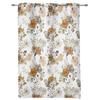 Autumn Flower Eucalyptus Leaf Texture Curtains for Bedroom Living Room Window Curtain Treatments Blinds Kitchen Decor Drapes